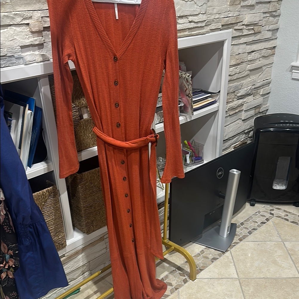 Anthropologie Rust Long Sleeve sweater Maxi Dress